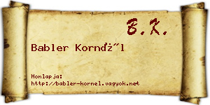 Babler Kornél névjegykártya